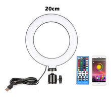 Cargar imagen en el visor de la galería, 16/20/26cm RGB Ring Light With Phone Tripod Stand Kit Camera Photography Video Recording Selfie LED Light With Tablet Holder