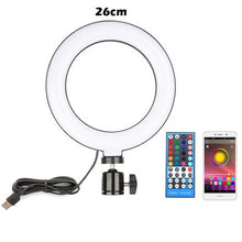 Cargar imagen en el visor de la galería, 16/20/26cm RGB Ring Light With Phone Tripod Stand Kit Camera Photography Video Recording Selfie LED Light With Tablet Holder